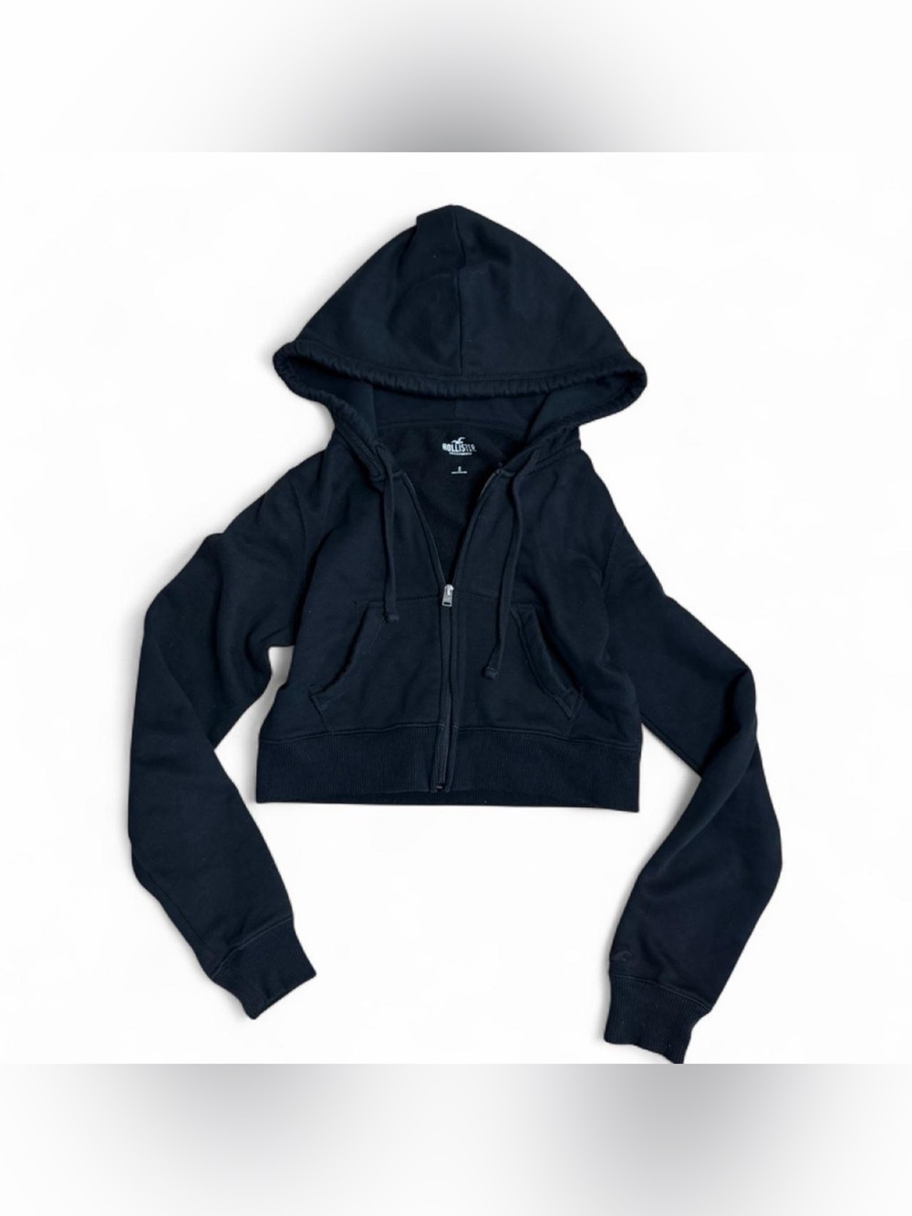 Y2K Hollister black cropped zip up sweater 🎀